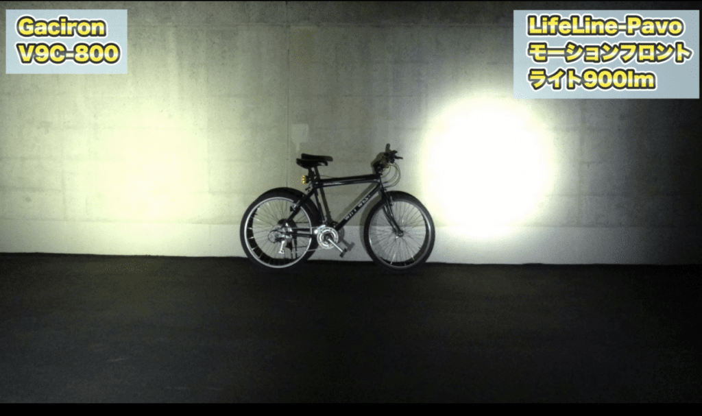（右）LifeLine-Pavo モーションフロントライト900lm （左）Gaciron V9C-800